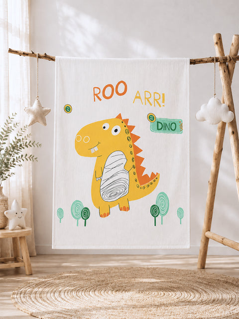 Bamboo Fabric Dino Print Baby Blanket | Ultra Soft Swaddle Blanket | 110 × 110 cm