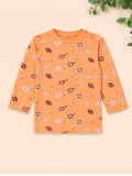 Organic Cotton Unisex Baby Co-ord Set – Soft Breathable Orange Sports Print Full Sleeve T-shirt & Pyjama  for Infants