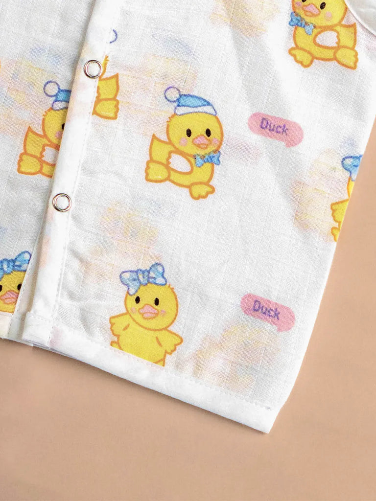 Premium Extra Soft Muslin Baby Jhabla | Cute Duck Print