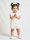 Baby Girl Cherry Print Romper with Ruffle Sleeves