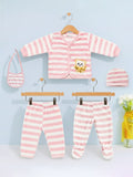 Unisex Baby Winter Wear – 5 Piece Cozy Cotton Set with Cardigan, Pants, Footed Bottom, Cap & Bib