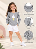 Girls Grey Full-Sleeve Top – Ice Cream Bunny Print