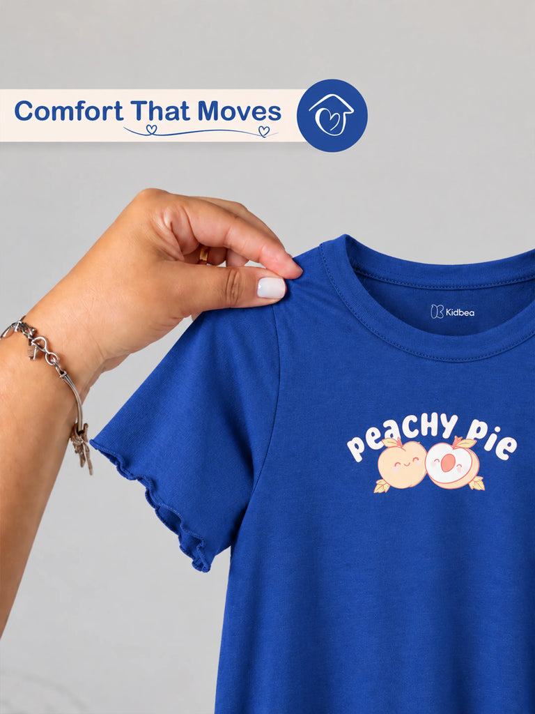 BambooTEC™ Bamboo Girls Blue Top – Peachy Pie Print