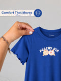 BambooTEC™ Bamboo Girls Blue Top – Peachy Pie Print