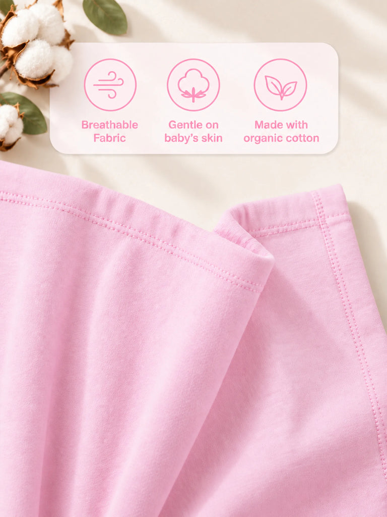 Girls Pink Top – Happy Floral Letter Print with Ruffled Edges