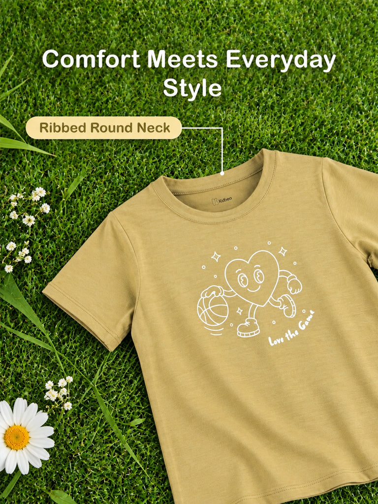 BambooTEC™ Bamboo Girls Mustard Top – Love the Game Print