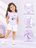 BambooTEC™ Bamboo Girls Lavender Top – Magic Cat Print with Ruffle Sleeves