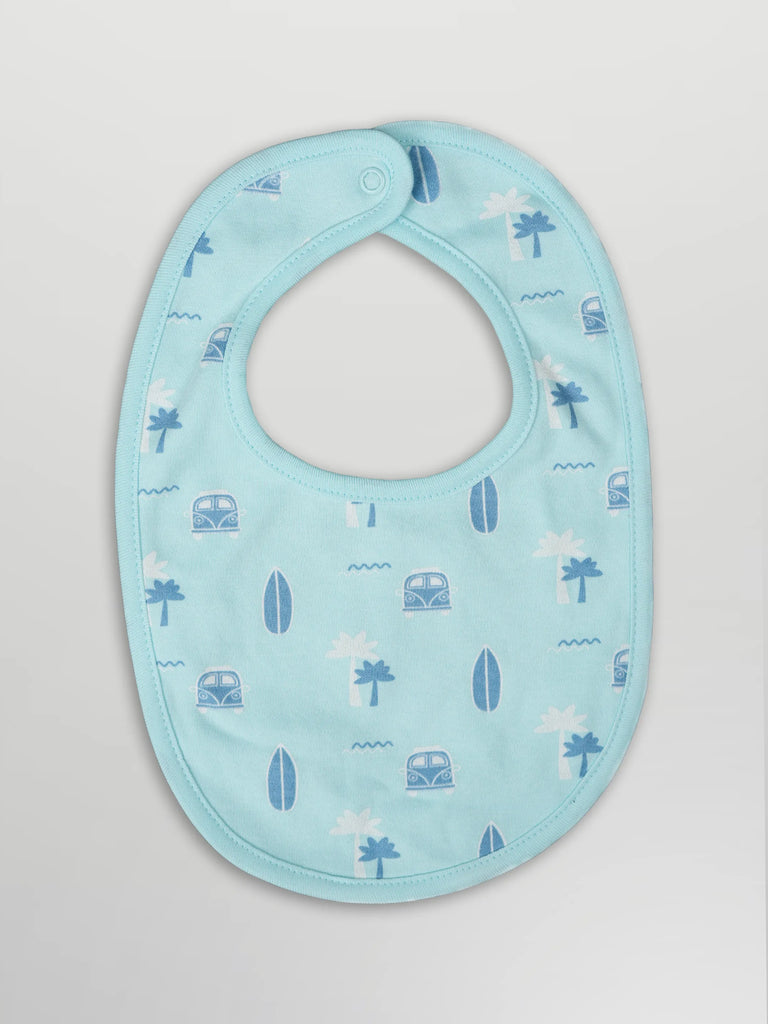 Organic Cotton Baby Bib – Soft Breathable Beach Print, Feeding & Drool Bib