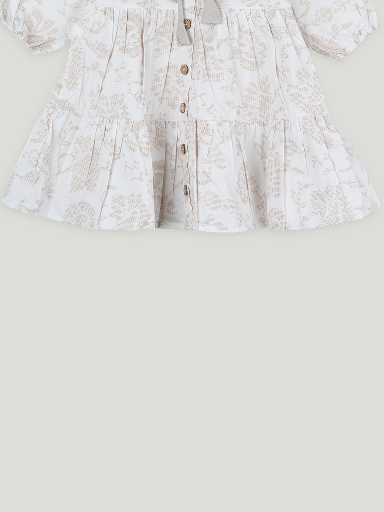 Baby Girl Ruffle Sleeve Detail Frock | 100% Organic Cotton