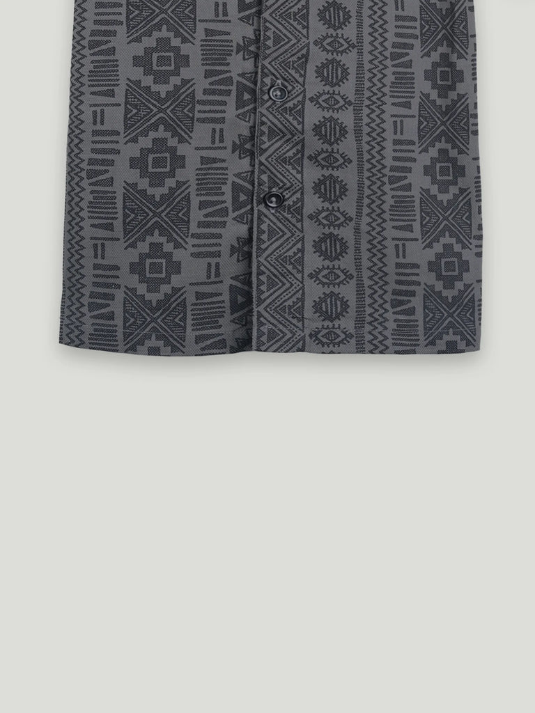 Boy Geometric Print Short Sleeve Shirt | 100% Organic Cotton