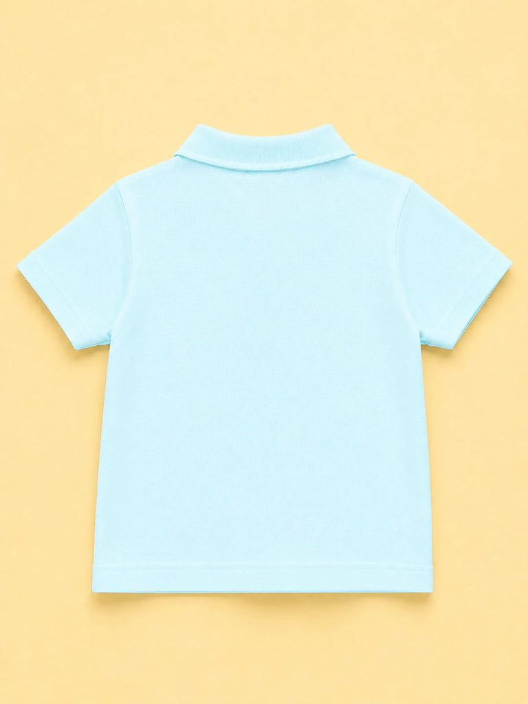 Boys Bamboo Fabric Sky Blue Polo T-Shirt