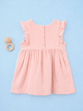Organic Cotton Girls Flutter Sleeve A-Line Dress - Blush Pink