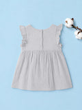 Organic Cotton Girls Flutter Sleeve A-Line Dress - Light Grey