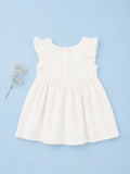 Organic Cotton Girls Flutter Sleeve A-Line Dress - White