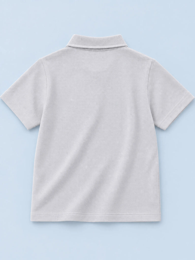 Boys Bamboo Fabric Grey Polo T-Shirt