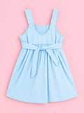 Girls Cotton Frock – Sleeveless Flared Dress with Waist Tie