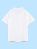 Boys White Cotton Mandarin Collar Shirt – Short Sleeve Casual Shirt