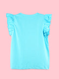 Girls Blue Top – Bibity Bopity Boo Penguin Print with Ruffle Sleeves