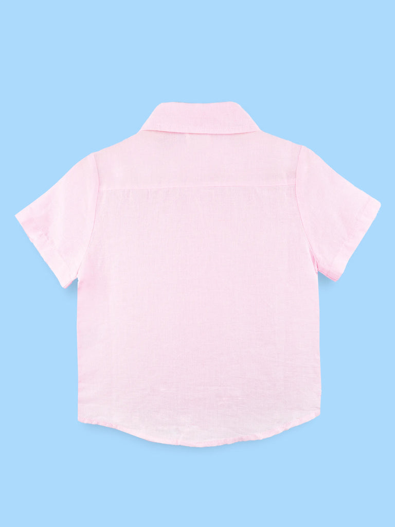 Boys Linen Cotton Pastel Pink Shirt