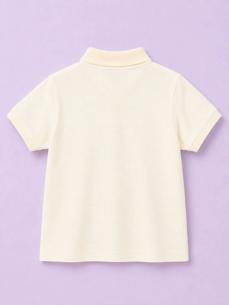Boys Bamboo Fabric Cream Polo T-Shirt