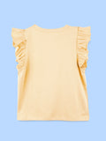 Girls Yellow Top – Bloom Floral Print with Ruffle Sleeves