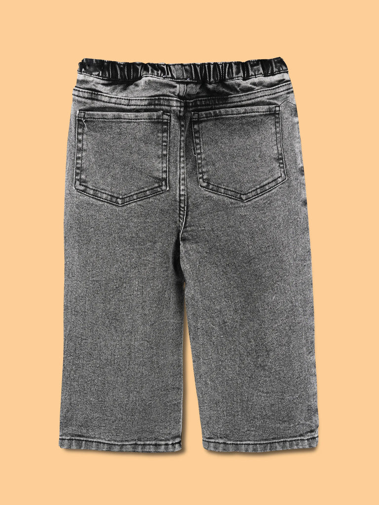 Unisex Denim Jeans – Grey Wide-Leg Casual Jeans with Elasticated Waist
