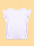 BambooTEC™ Bamboo Girls Lavender Top – Magic Cat Print with Ruffle Sleeves