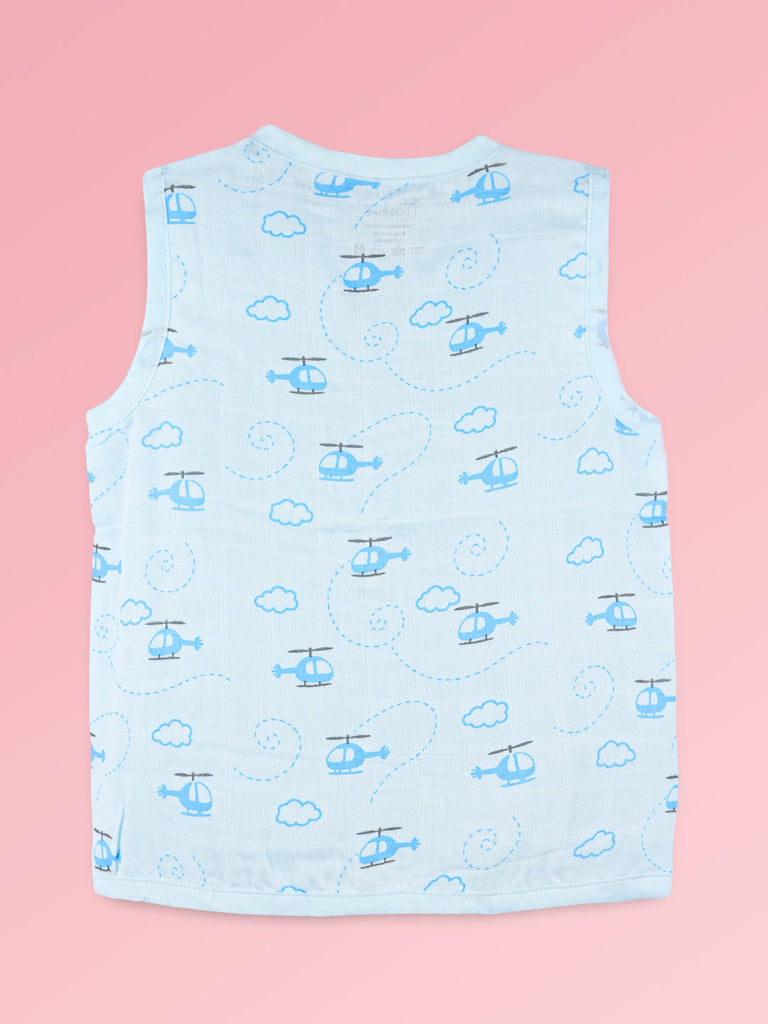 BambooTEC™ Bamboo Muslin Baby Jhabla – Helicopter Print