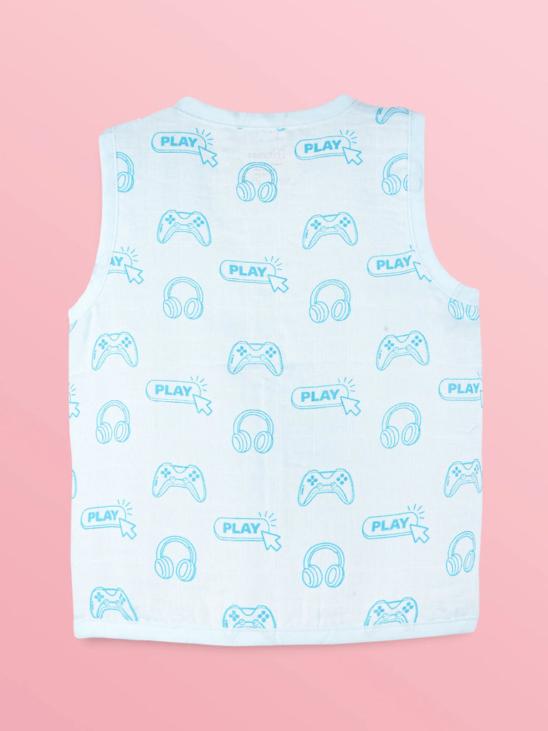 BambooTEC™ Bamboo Muslin Baby Jhabla – Gaming Print