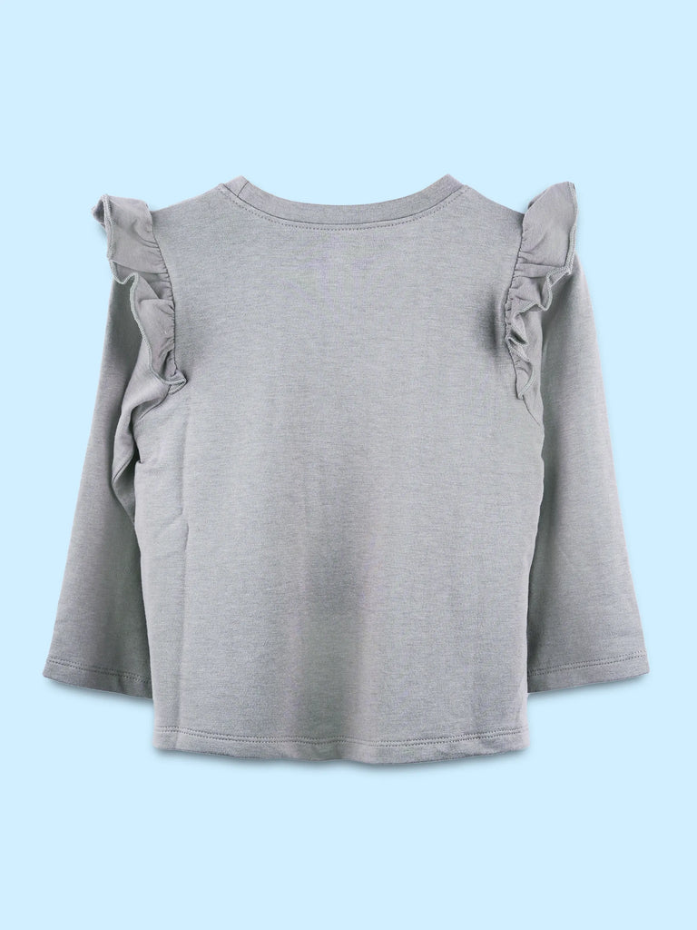 Girls Grey Full-Sleeve Top – Ice Cream Bunny Print