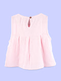 Girls Cotton Dress – Light Pink Sleeveless A-Line Dress with Bow Details