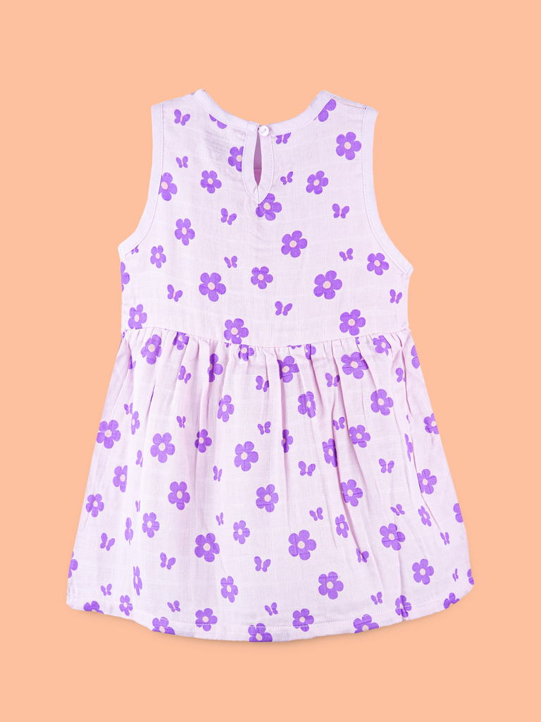 BambooTEC™ Bamboo Muslin Baby Frock – Floral Butterfly Print, Soft & Breathable Dress