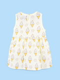 BambooTEC™ Bamboo Muslin Baby Frock – Ice Cream & Star Print, Soft & Breathable Dress