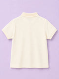 Boys Bamboo Fabric Cream Polo T-Shirt