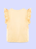 Girls Yellow Top – Daisy Flower Print with Ruffle Sleeves