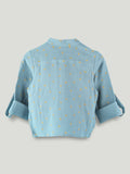 Organic Cotton Boys Mandarin Collar Full Sleeve Shirt - Sky Blue