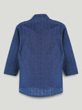 Boys Navy Blue Kurta & White Pajama Set – Traditional Festive Ethnic Wear