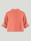 Organic Cotton Boys Mandarin Collar Full Sleeve Shirt - Rust Orange