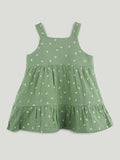 Girls Organic Cotton Sage Green Dress with Matching Headband