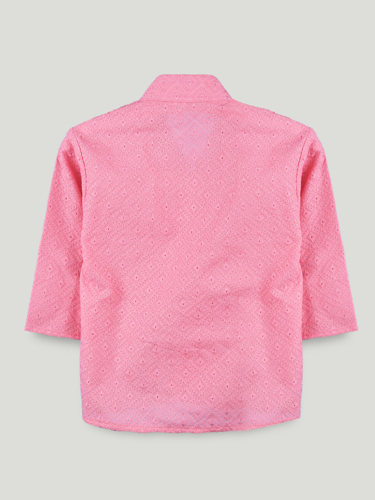 Boys Pink Kurta & White Dhoti Set – Traditional Festive Ethnic Wear