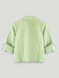Organic Cotton Boys Mandarin Collar Full Sleeve Shirt - Sage Green