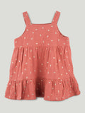 Girls Organic Cotton Coral Floral Print Dress & Bloomers Set with Headband