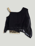 Girls Black Ethnic Crop Top & Dhoti Pants Set – Gold Embroidered Festive Wear