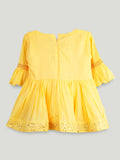 Girls Yellow Ethnic Kurta & Dhoti Set – Embroidered Festive Wear
