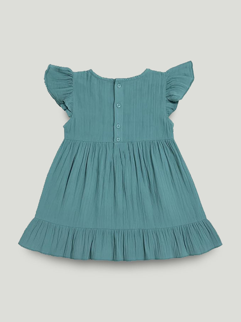 Light Organic Cotton Charming Teal Frock | Elegant & Comfortable