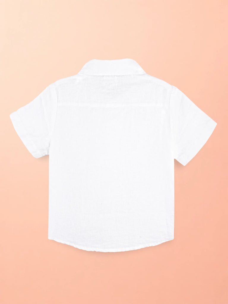 Boys Linen Cotton White Shirt