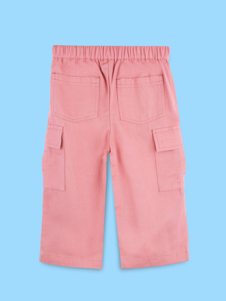 Girls Pink Cotton Cargo Pants – Comfortable & Stylish Everyday Bottomwear