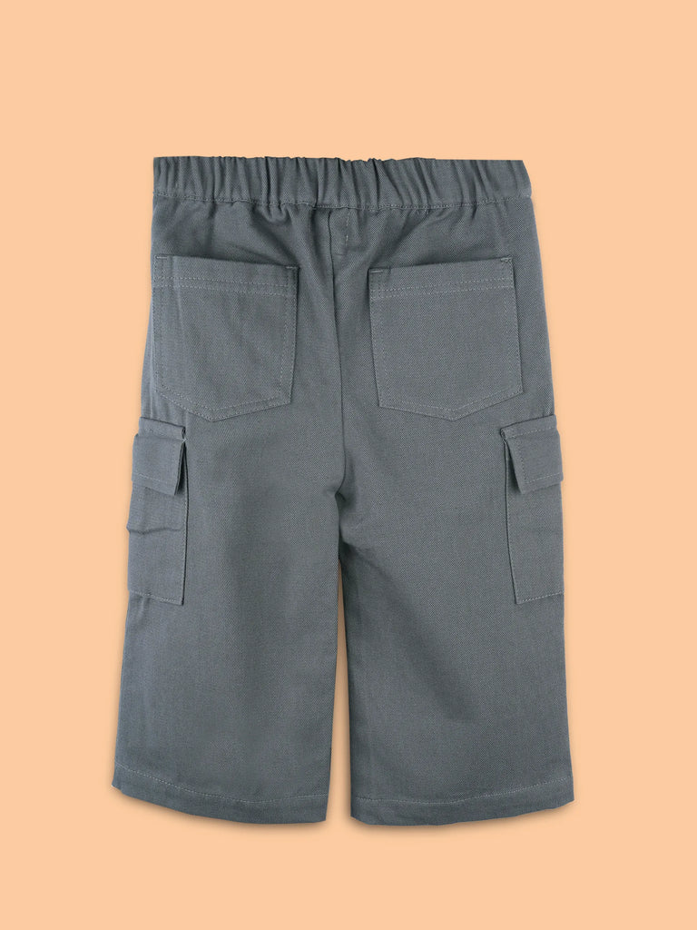 Unisex Grey Cotton Kids Cargo Pants – Comfortable Everyday Bottomwear