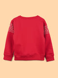 Unisex Cotton Sweatshirt – Red Full-Sleeve Christmas Fair Isle Printed Pullover