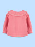 Girls Pink Cotton Collar Top – Stylish Full-Sleeve Everyday Wear
